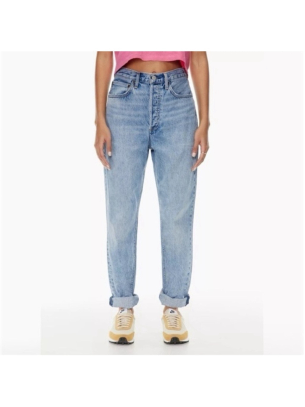 Aritzia Denim Forum BF High Rise Loose Jeans in Classic Blue 28L sz 30